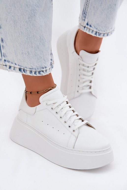 Weiße Damen-Sneaker mit Plattform Zazoo N408S2