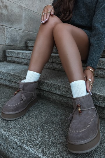 Schneestiefel aus Kunstveloursleder in Sandfarbe Big Star UU274679