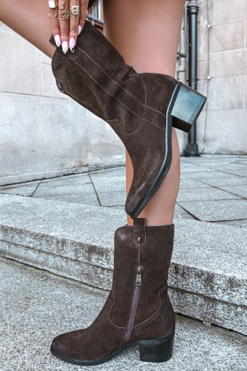 gefütterte Cowboy-Stiefeletten mit Absätzen Vinceza 133106 in schokoladenbraun 2