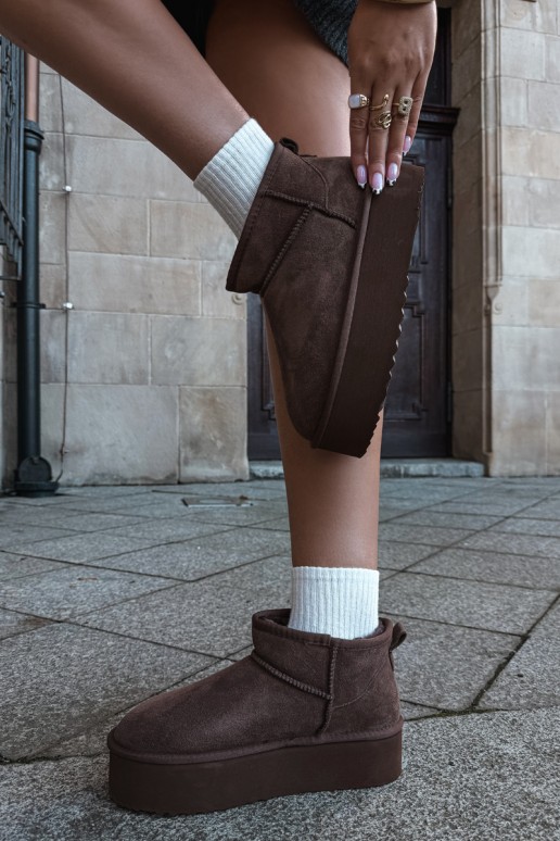 Damen Schneestiefel aus natürlichem Veloursleder in brauner Farbe Tairene