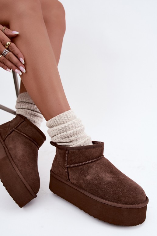 Damen Schneestiefel aus natürlichem Veloursleder in brauner Farbe Tairene