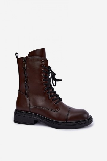 isolierte Stiefeletten aus schokoladenbraunem Kunstleder Vinceza 86443 2