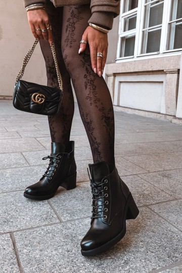 Wärmende Damen-Stiefeletten mit Schnürung in Schwarz Garella