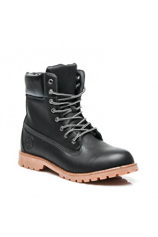 Stylische schwarze Stiefel 0251B / S3-46P  - 1