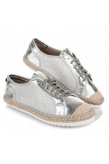 Textil-Espadrilles in Grau- und Silbertönen HSYFA11S  - 1