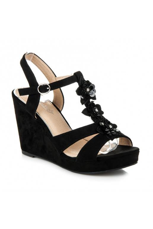 Stylische schwarze Plateausandalen B501B  - 1