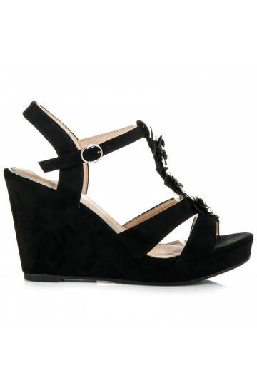 Stylische schwarze Plateausandalen B501B  - 1 2