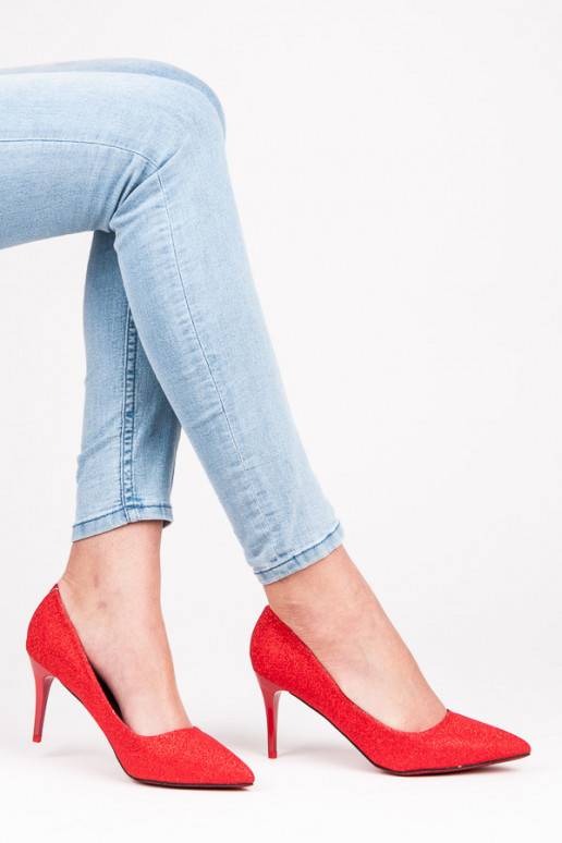 Glänzende festliche rote High Heels LEI-139R  - 1 Glänzende festliche rote High Heels LEI-139R  - 1