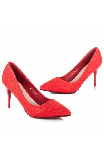 Glänzende festliche rote High Heels LEI-139R