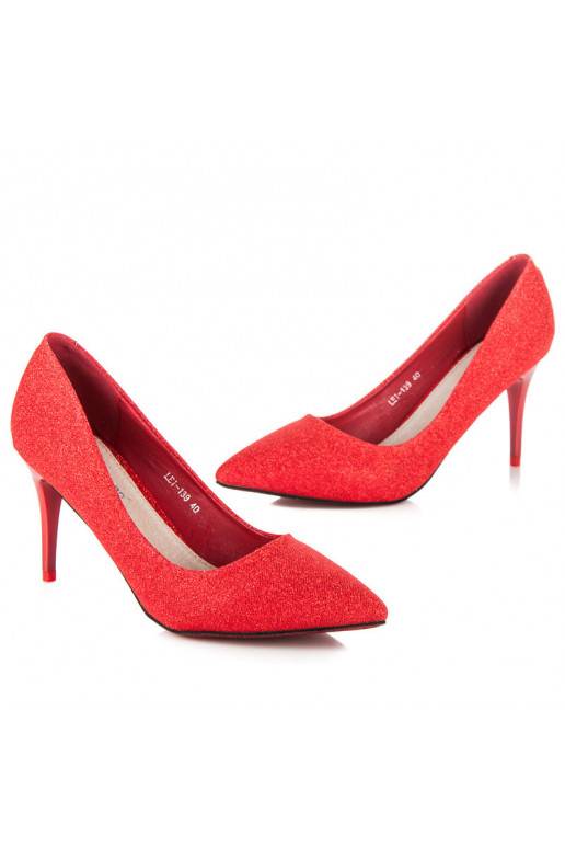 Glänzende festliche rote High Heels LEI-139R  - 4 Glänzende festliche rote High Heels LEI-139R  - 4