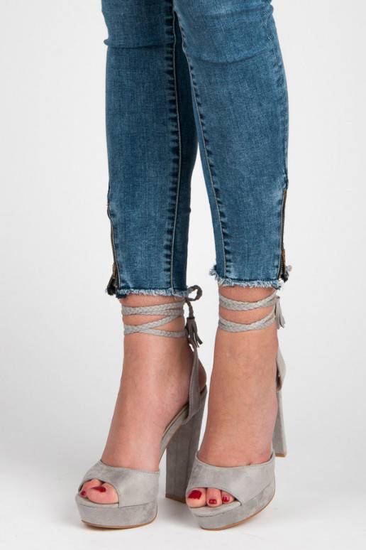Graue High Heels VICES mit bohemian Details 1233-5G