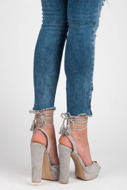 Graue High Heels VICES mit bohemian Details 1233-5G