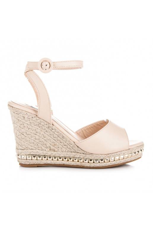 Beigefarbene Plateausandalen VICES mit Nieten 2084-14BE  - 4 Beigefarbene Plateausandalen VICES mit Nieten 2084-14BE  - 4