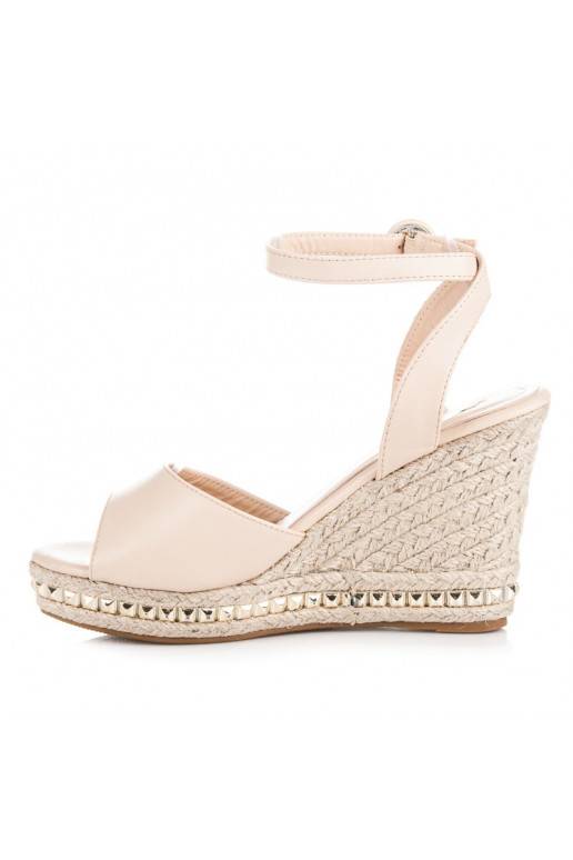 Beigefarbene Plateausandalen VICES mit Nieten 2084-14BE  - 5 Beigefarbene Plateausandalen VICES mit Nieten 2084-14BE  - 5