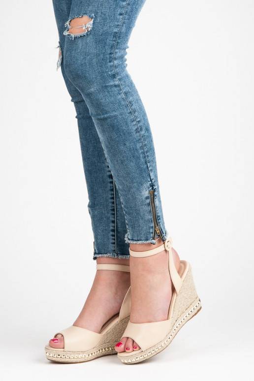 Beigefarbene Plateausandalen VICES mit Nieten 2084-14BE  - 2 Beigefarbene Plateausandalen VICES mit Nieten 2084-14BE  - 2