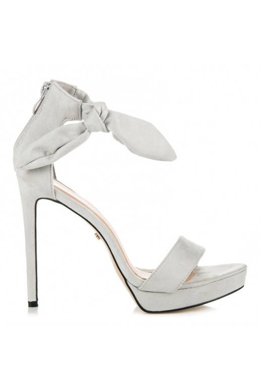 Wildledergraue High-Heel-Sandalen mit Schnürverschluss AF-8675G  - 3 Wildledergraue High-Heel-Sandalen mit Schnürverschluss AF-8675G  - 3