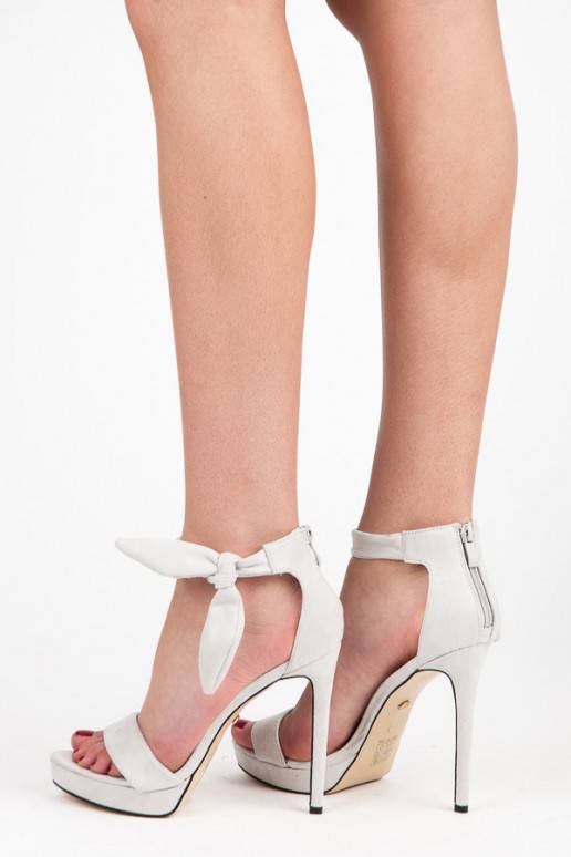 Graue Wildleder High-Heelsandalen mit Schnürsenkeln AF-8675G