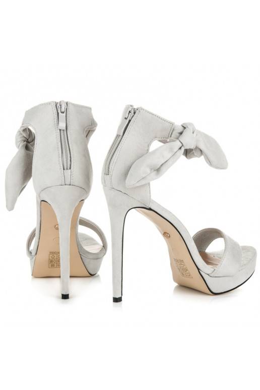 Wildledergraue High-Heel-Sandalen mit Schnürverschluss AF-8675G  - 5 Wildledergraue High-Heel-Sandalen mit Schnürverschluss AF-8675G  - 5