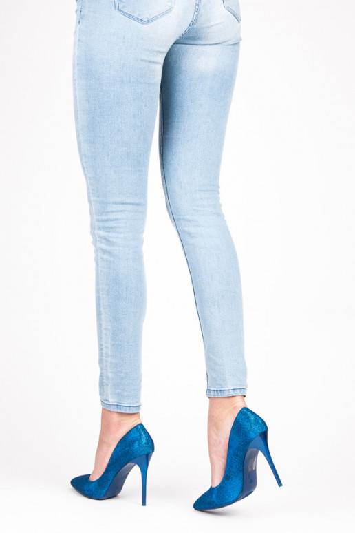 Glänzende blaue Schuhe mit hohem Absatz LEI-105BL  - 3 Glänzende blaue Schuhe mit hohem Absatz LEI-105BL  - 3