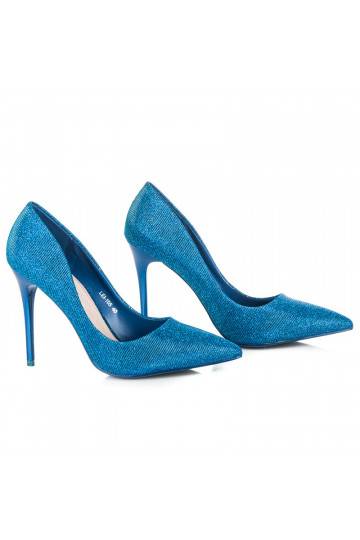 Glänzende blaue Schuhe mit hohem Absatz LEI-105BL  - 5