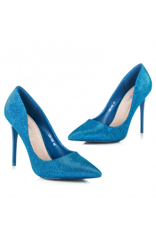 Glänzende blaue High-Heelschuhe LEI-105BL