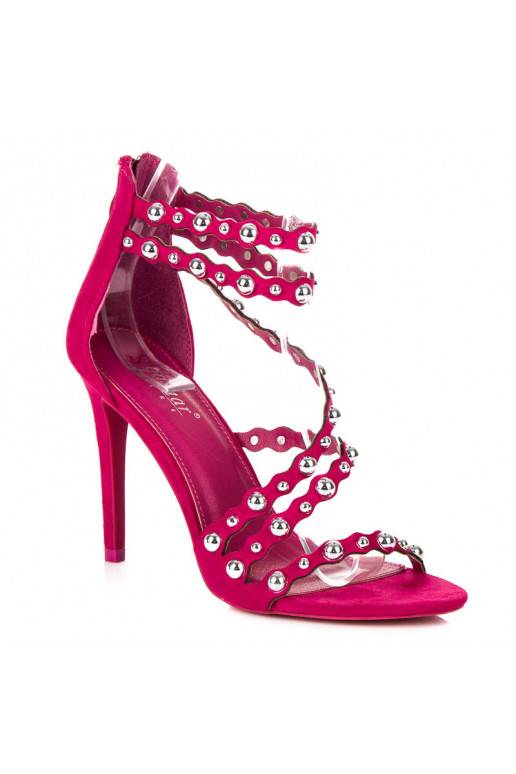 Rosa Sandalen mit offener Zehenpartie und silbernen Details LE042F  - 5 Rosa Sandalen mit offener Zehenpartie und silbernen Details LE042F  - 5