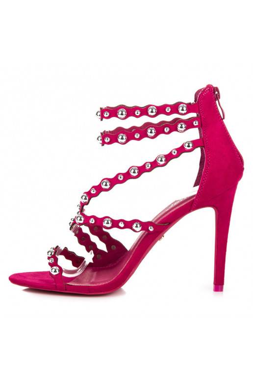 Rosa Sandalen mit offener Zehenpartie und silbernen Details LE042F  - 6 Rosa Sandalen mit offener Zehenpartie und silbernen Details LE042F  - 6