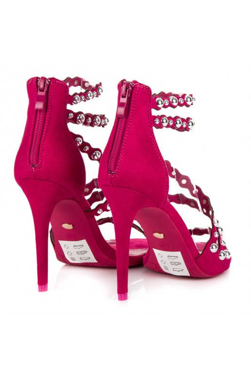 Rosa Sandalen mit offener Zehenpartie und silbernen Details LE042F  - 7 Rosa Sandalen mit offener Zehenpartie und silbernen Details LE042F  - 7