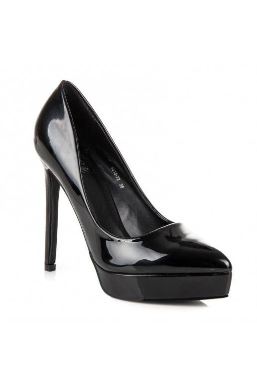 Schwarze Lack-Stiletto-Schuhe mit Plateau an der Spitze  - 5