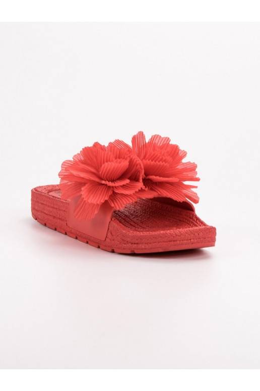 Rote Hausschuhe mit Blumen BAT_CK88R  - 6 Rote Hausschuhe mit Blumen BAT_CK88R  - 6