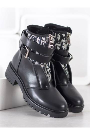 Modische Stiefel mit Reißverschlüssen BAT_NC1051B  - 1 2