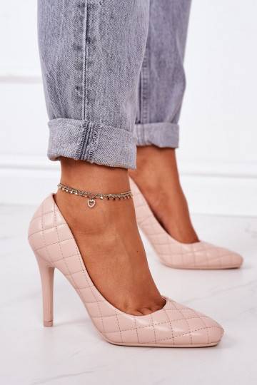 Eleganter, gesteppter High-Heel-Schuh in Beige von Rosanna 2