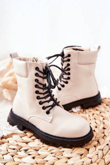 Klassisches Modell Kinderstiefel mit Reißverschlüssen beige Clarika