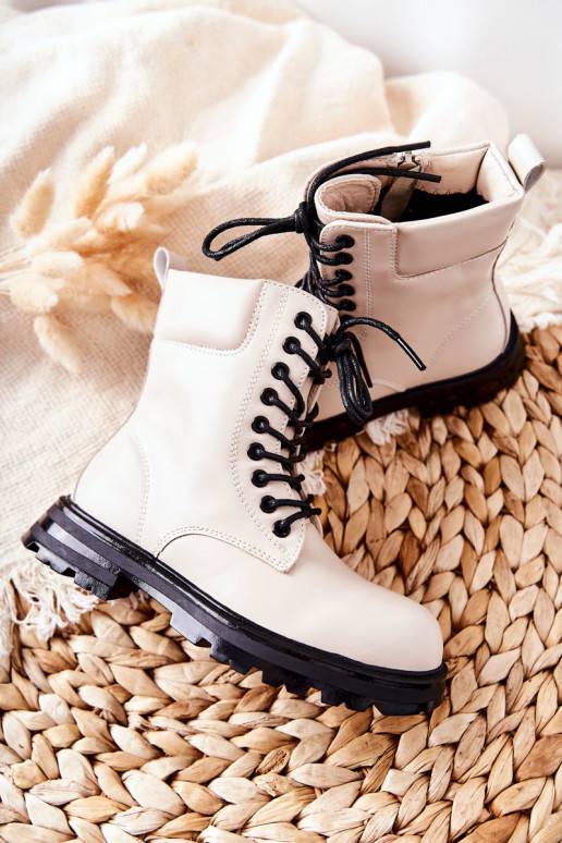 Klassisches Modell Kinderstiefel mit Reißverschlüssen beige Clarika
