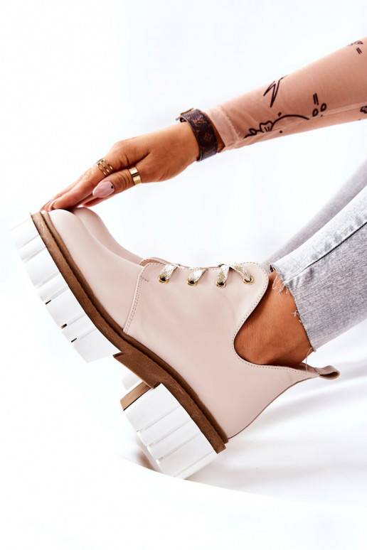 Stiefel Cut Out mit Riemchen beige Kaxo Stiefel Cut Out mit Riemchen beige Kaxo