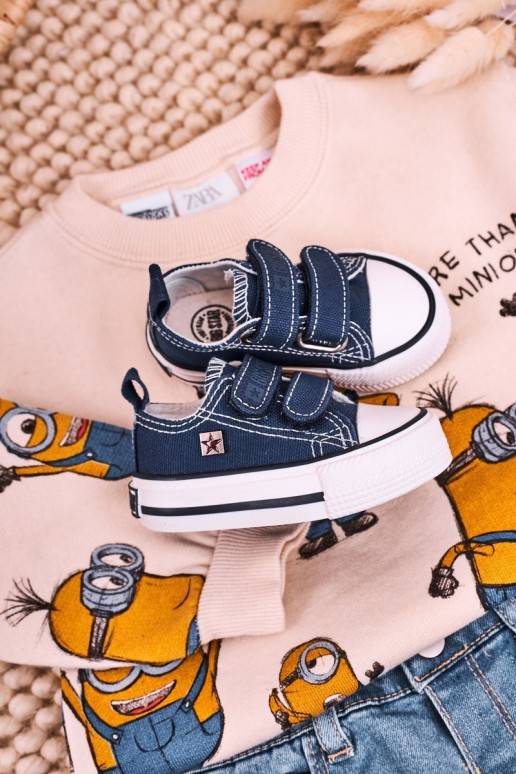 Kinder-Freizeitschuhe mit Klebeverschlüssen in dunkelblauer Farbe