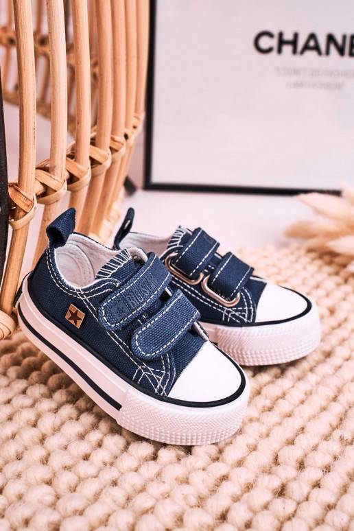 Kinder-Freizeitschuhe mit Klebeverschlüssen in dunkelblauer Farbe