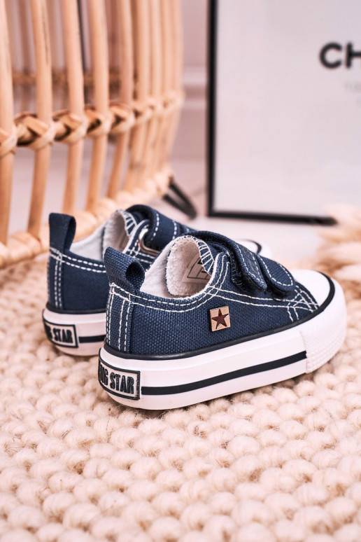 Kinder-Freizeitschuhe mit Klebeverschlüssen in dunkelblauer Farbe