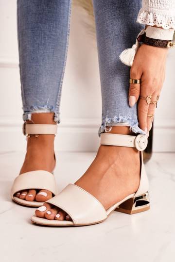 Damensandalen mit goldenem Absatz Laura Messi beige 2