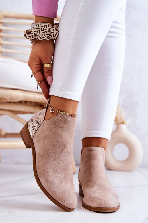 Beige Stephanie Wildlederstiefel mit... Beige Stephanie Wildlederstiefel mit...
