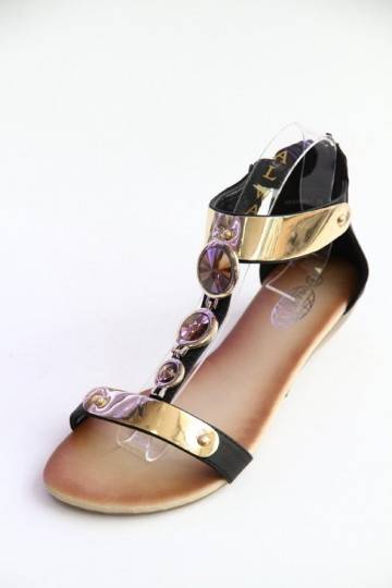 Sandalen mit goldfarbener...