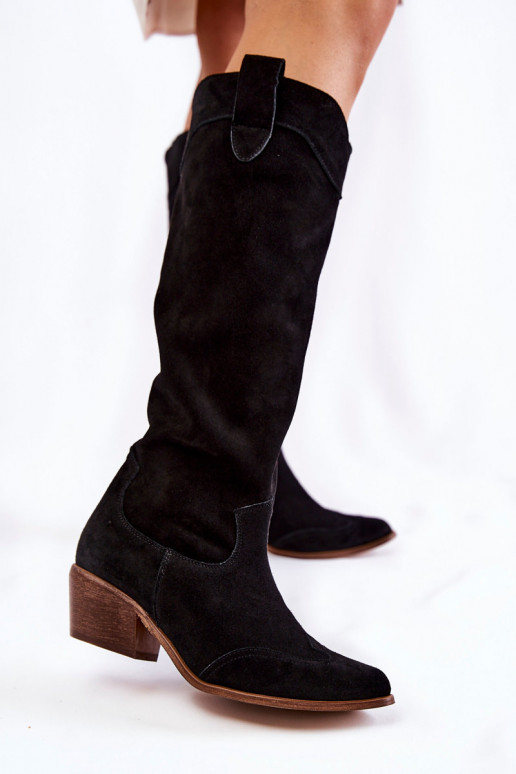 Schwarze lange Stiefel mit Absatz Schwarze lange Stiefel mit Absatz