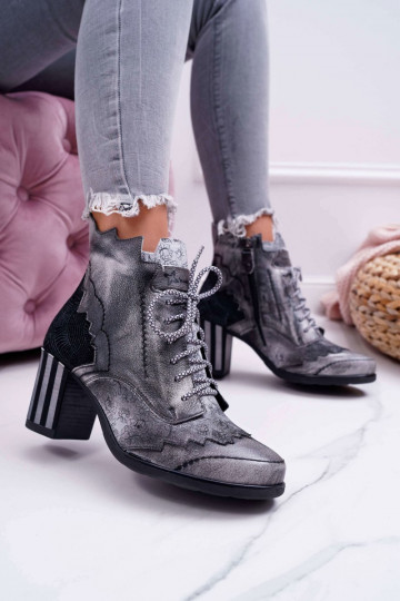 Graue Damenstiefel aus...