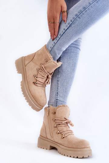 Beige Wildlederstiefel von...