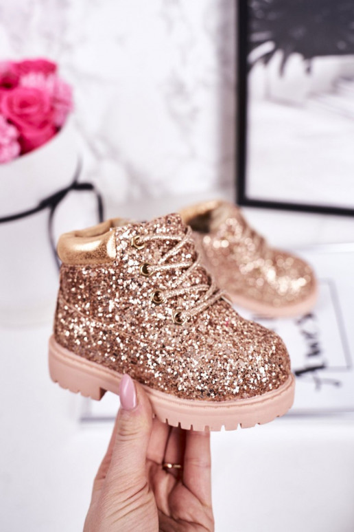 Funkelnd warme Kinderstiefel in der Farbe Pink/Gold Mermaid