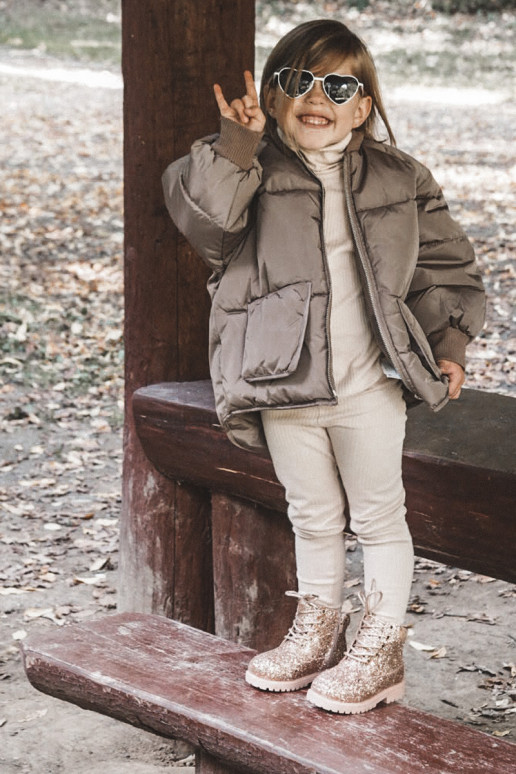 Funkelnd warme Kinderstiefel in der Farbe Pink/Gold Mermaid