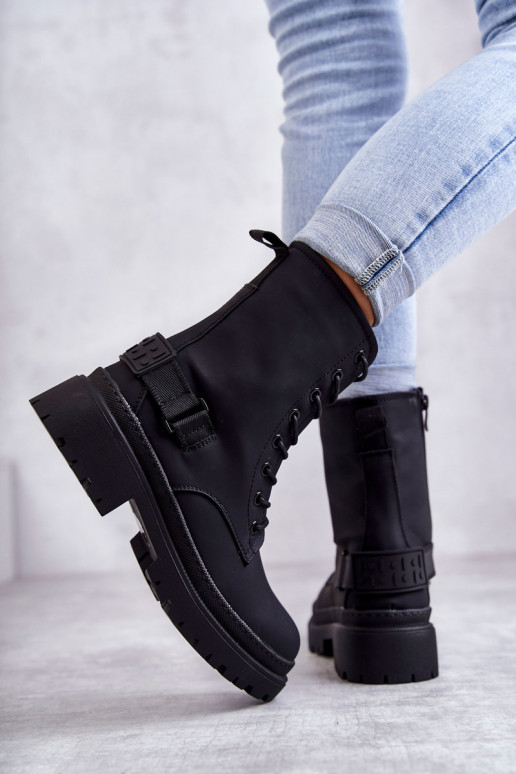 Gewärmte Stiefel mit Reißverschlüssen in der Farbe Schwarz von Fabiola
