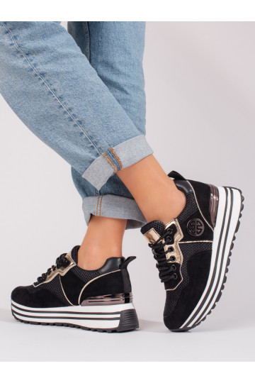 Schwarze Freizeit-Schnürschuhe für Damen von Potocki 2
