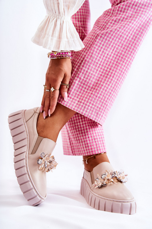 Sneakers Slip-On mit Ornamenten beige...