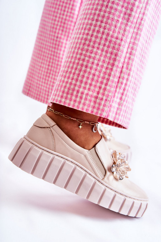 Sneakers Slip-On mit Ornamenten beige...